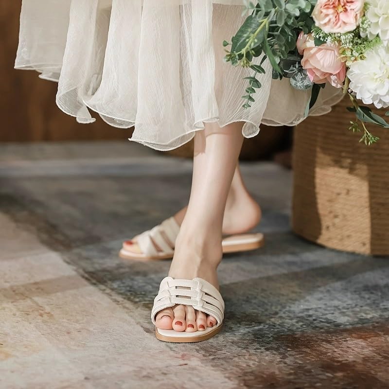Slippers for Women Wearing Flat Bottomed Women Beach Slippers for Comfort Soft Soled Sandals for Women(39)3
