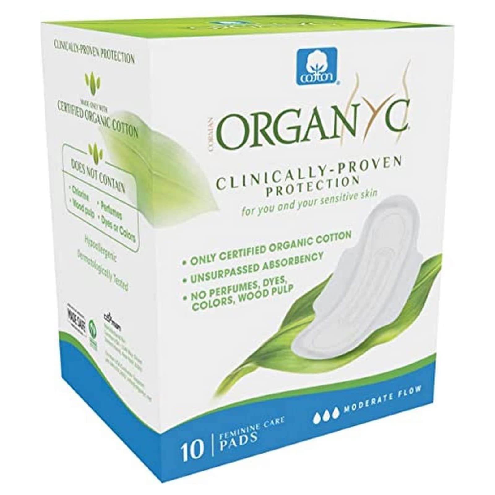 Organyc - Feminine Pads - Moderate Flow (10 Count) + Everyday Ultra-Thin Panty Liners (24 Count)