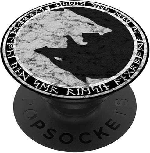 Miniatura 1 de Fenrir Lobo de Odin en círculo de runas nórdicas PopSockets intercambiables PopGrip