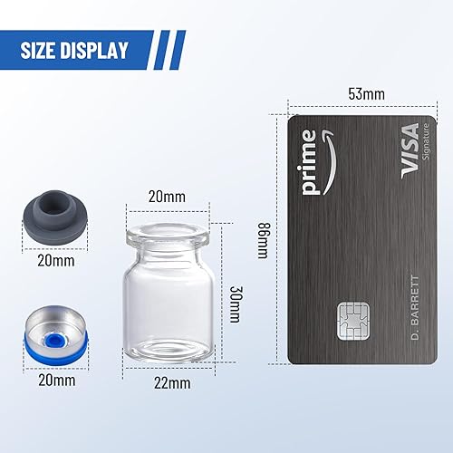 Miniatura 2 de Paquete de 100 viales de vidrio de 0.1 fl oz, viales de vidrio transparente con tapas abatibles de plástico y aluminio y tapones de goma, vial de