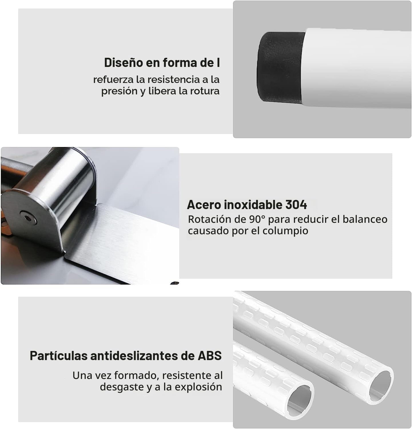 Barra Baño Minusválido 60cm para Mayores, Acero Inoxidable | Barra de Apoyo para Inodoro, Abatible 90°, Ideal para Ducha, Baño y Personas, Soporta Hasta 350 kg