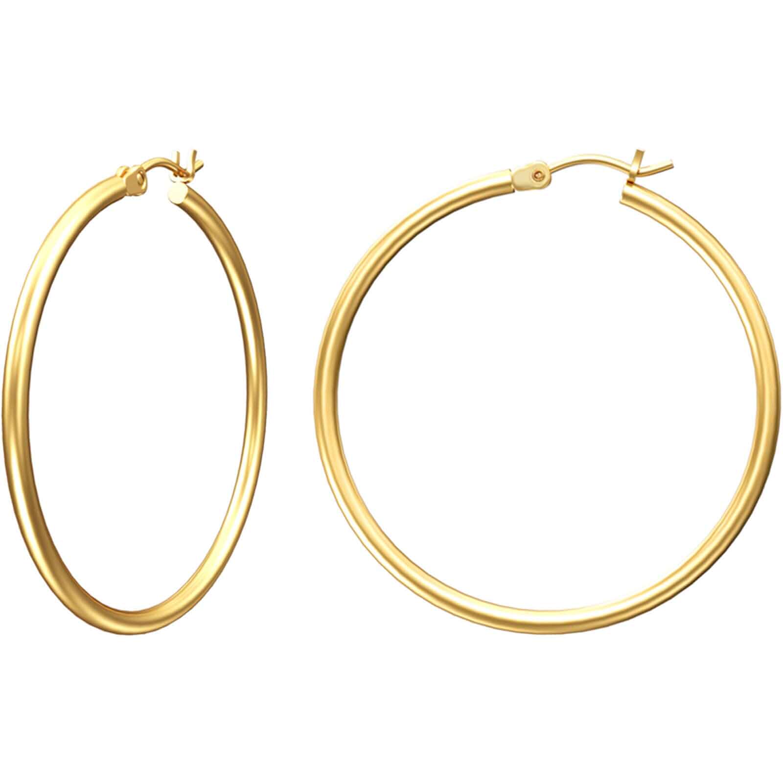 Gacimy Gold Hoop Earrings for Women 14K Gold Plated Hoops 925 Sterling Silver Post Lightweight Minimalist Circle Earrings, Classic Round Hoop Jewelry for Women Daily Wear Fashion Gift