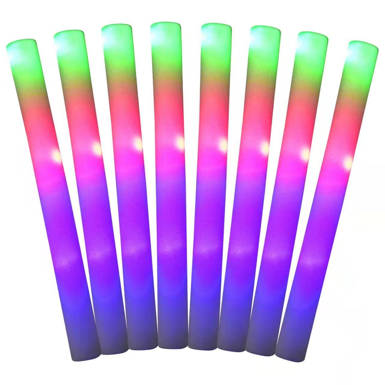 KYCHAIMUS Glow Sticks Bulk 20pcs LED Light Up Foam Glow Sticks with 3 Modes Flashing Glow in The Dark Birthday Wedding Favors Glow Party Supplies Christmas Halloween Decor