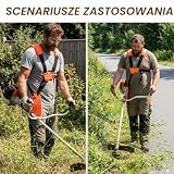 vsshe Pasek do podkaszarki, pasek do trymera z podwójnym ramieniem, podwójny pasek do przycinania, profesjonalny nylonowy, regulowany, do podkaszarek, podkaszarek, pomarańczowy