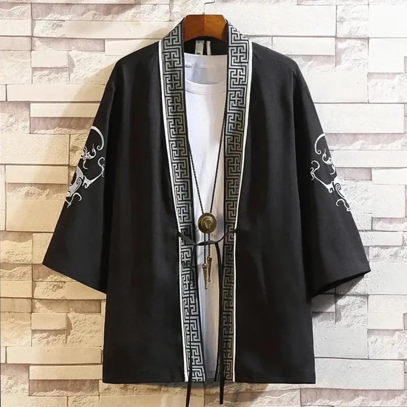 Embroidery Kimono Cardigan Men Japanese Male Summer Beach Kimono Outerwear2