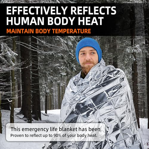 Deecam Rettungsdecke Silber 210x160cm 6 Stück - Auto, Erste Hilfe, Camping, Survival Kit - Alu Thermo Wärmedecke Verbandskasten (6er-Pack) – Bild 3