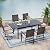 MIXPATIO Outdoor Patio Dining Set 7 Pcs, Patio Dining Table Chairs Set, 6 Rattan Chairs(2 of Them Swivel) with Cushions and Expandable Table for Lawn, Garden, Yards, Poolside