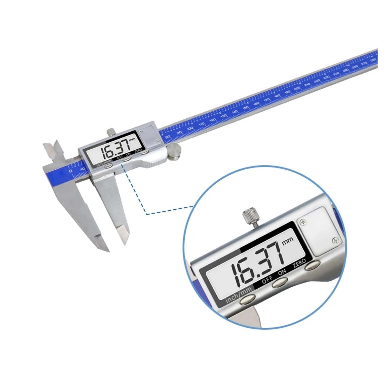 Pies de Rey Calibradores Calibrador Vernier Digital 150/200/300 mm LCD Acero Inoxidable Micrómetro electrónico Herramientas de medición(0-150mm)