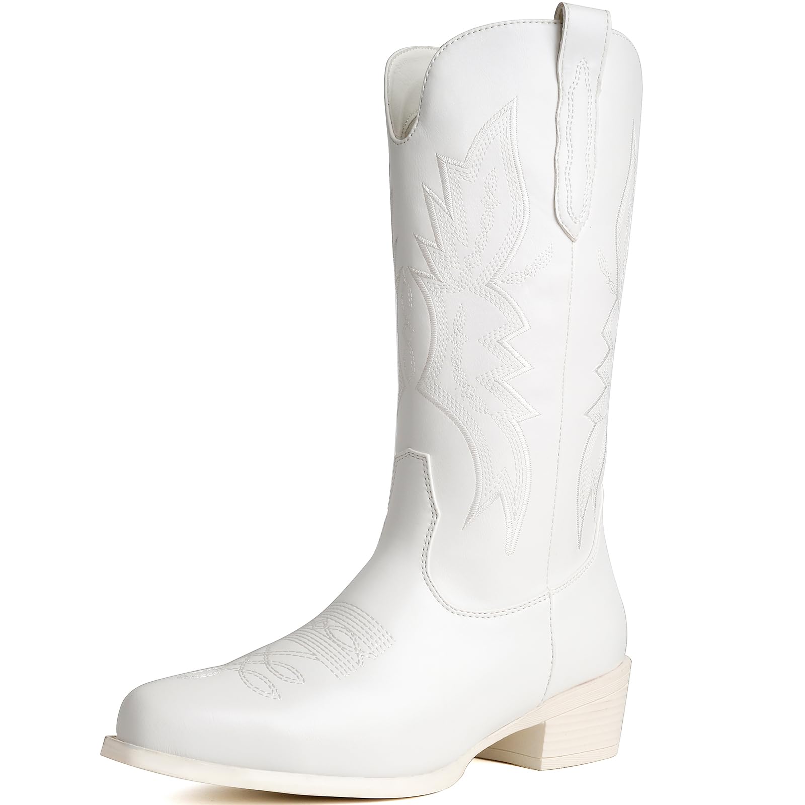 ( size 9) IUV Cowboy Boots For Women Western Boots Cowgirl Boots Pull On Pointy Toe Mid Calf Boots