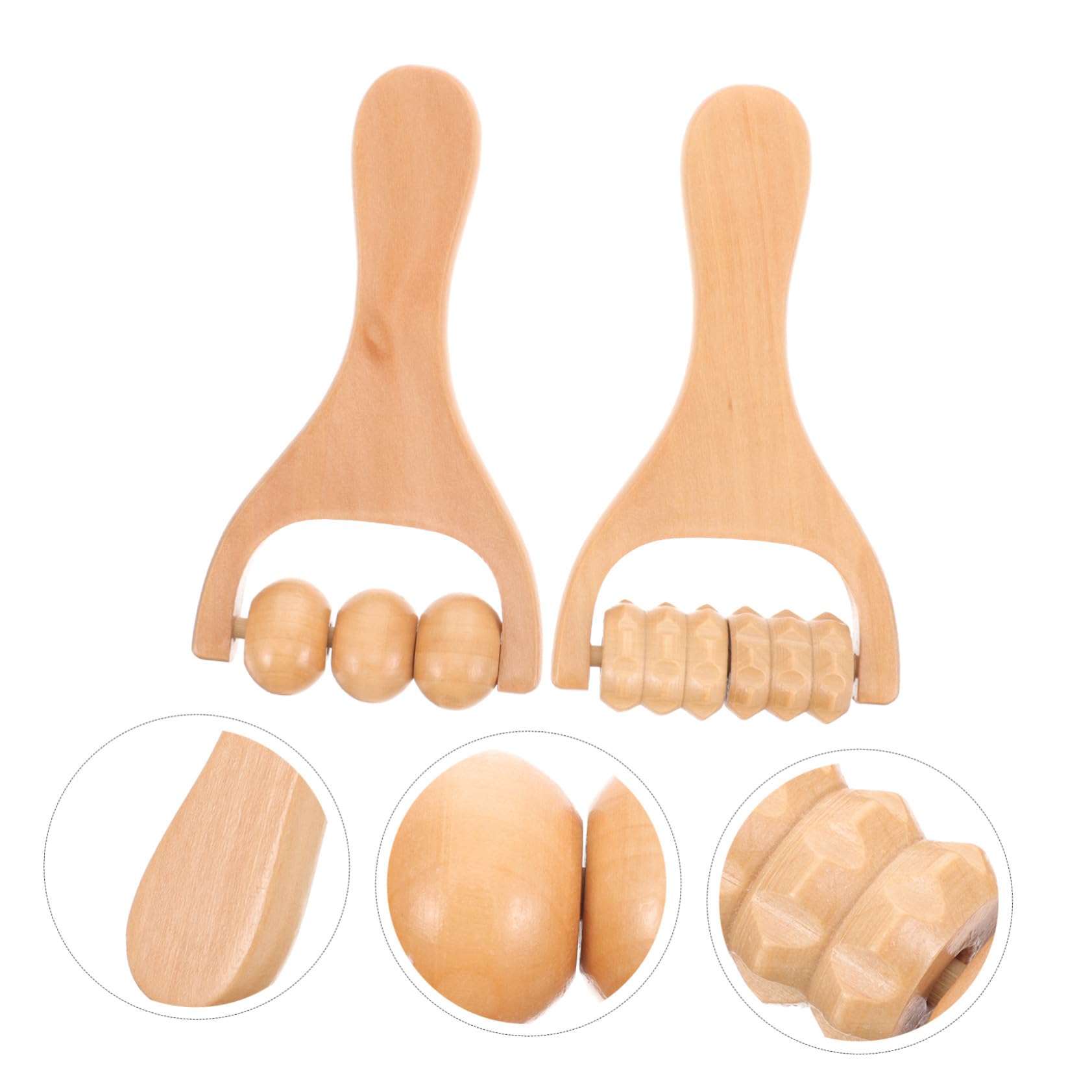 Ipetboom Rodillo De Masaje De Madera 2 Unidades Para Cuello y Hombros, Masajeador Portátil Multifuncional Para Pies y Espalda En Casa y Viajes