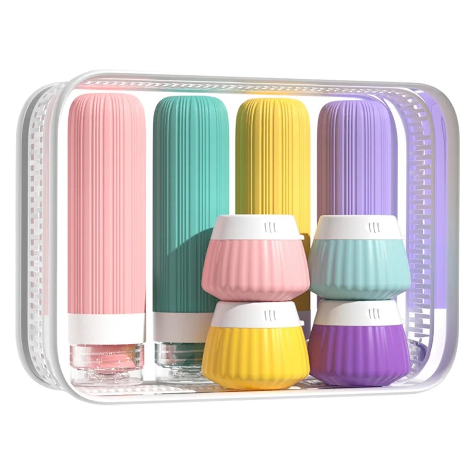 XIEHYA 8PCS Travel Toiletry Set Travel-Sized Toiletries Containers Leak-Proof Silicone Squeeze Cream Jar For Toiletries(Color 2)