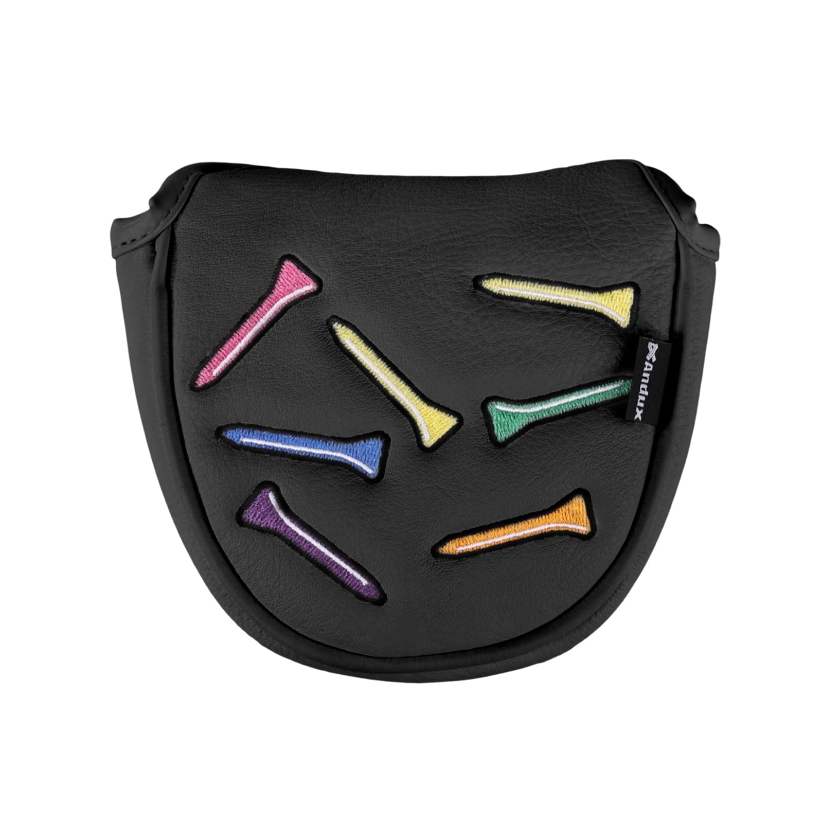 Andux Tee Pattern PU Golf Putter Head Covers with Magnetic Closure Semicircle Black