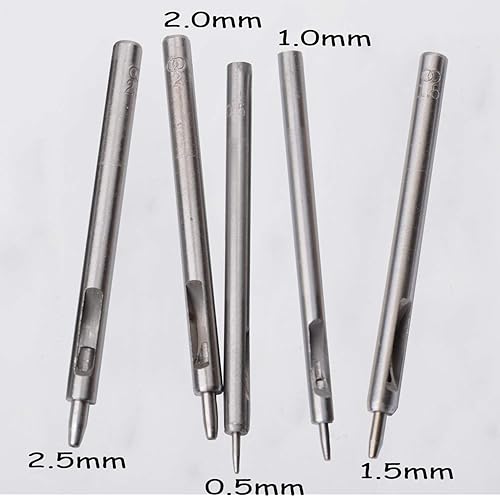 Miniatura 3 de Juego de 10 perforadores de cuero con agujero hueco redondo de 0.020 in - 0.197 in, herramienta de perforación de cuero para manualidades