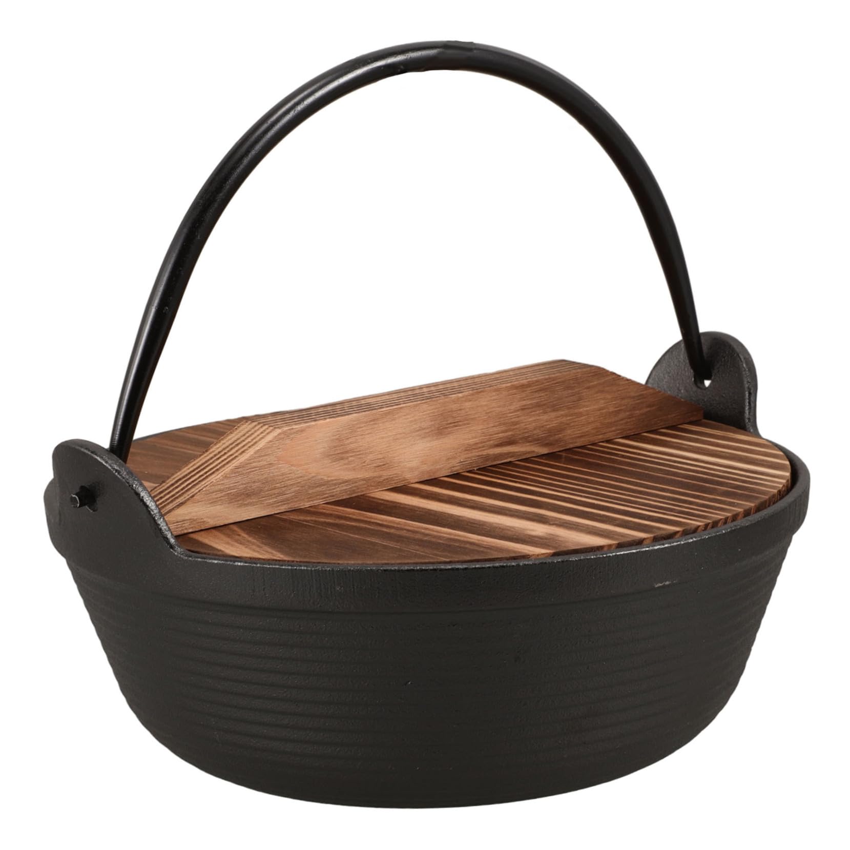 Happyyami Hanging Cast Iron Saucepan Cooking Soup Pot Japanese Soup Pot Iron Sauce Pot Camping Cooking Pot for Cooking