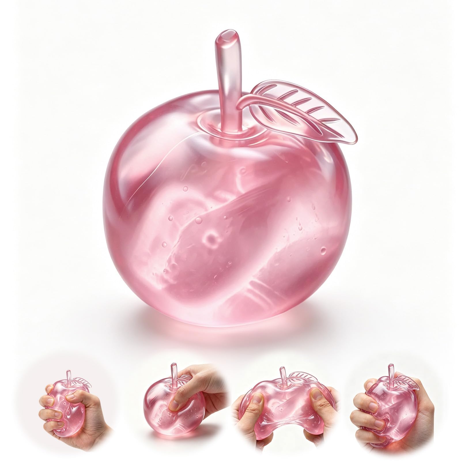 Apple Squishy, Taba Squishy, Dumpling Squishy, Pink Apple Design with Leaf for Office and Classroom Use, Portable Single Piece Squishies for Daily Emotional Regulation-image-7