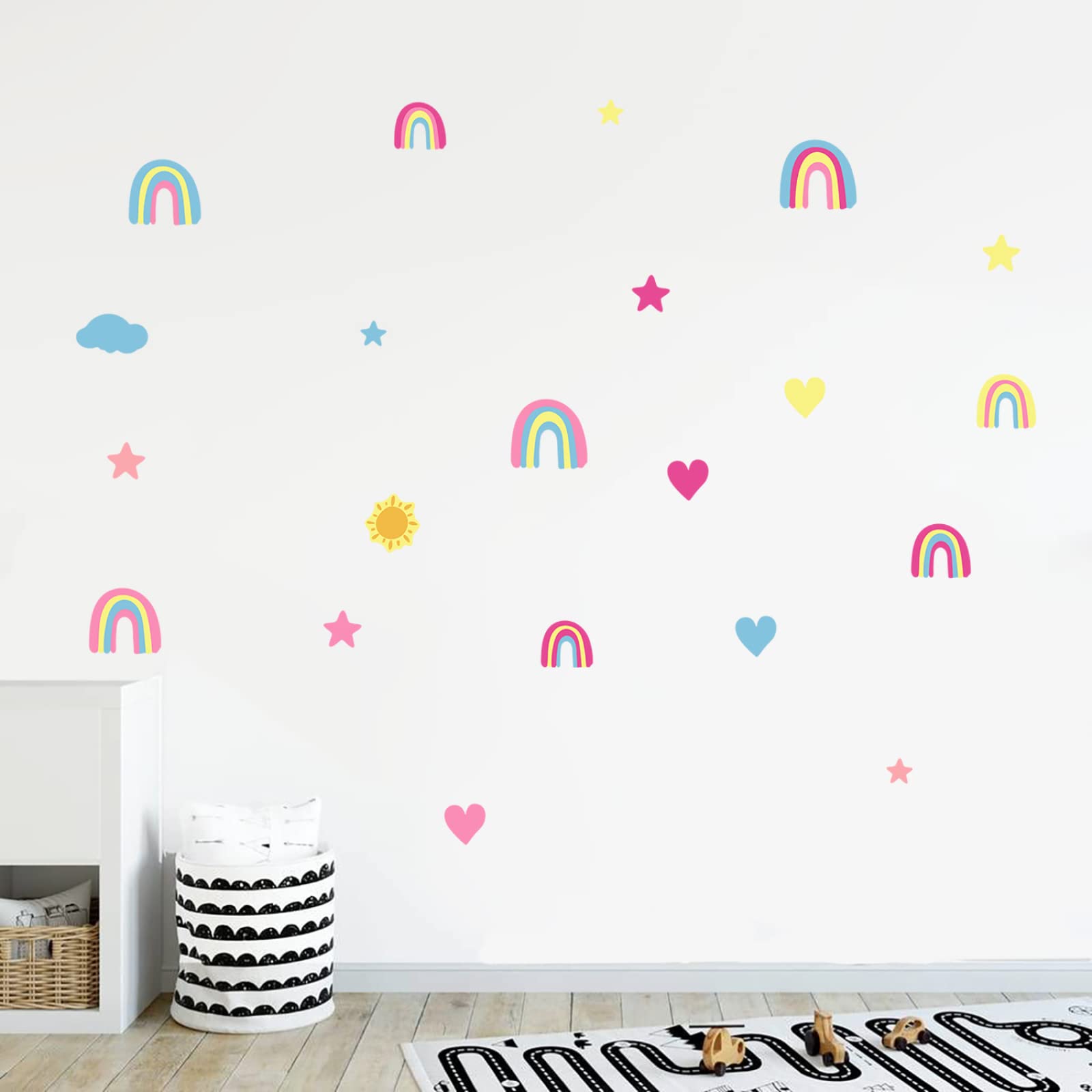 Wandtattoo Kinderzimmer Gelbe Sonne Regenbogen Leuchtsterne Kinderzimmer Wandsticker Wandsticker Kinderzimmer Glow in the Dark Wandtattoo Kinderzimmer Mädchen Junge für Wanddeko Geschenke 4 Stück