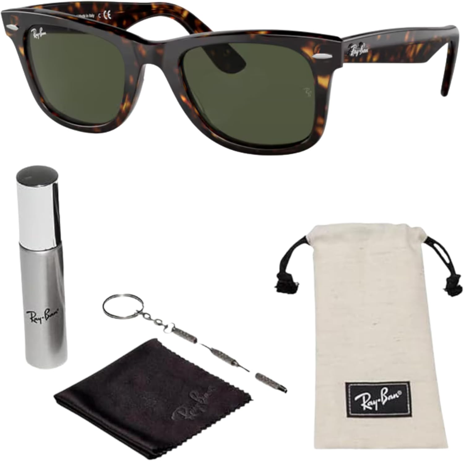 Ray-Ban RB2140 ORIGINAL WAYFARER BIO-BASED Square Shaped Sunglasses for Men & Women with Official RAYBAN Eyewear Kit