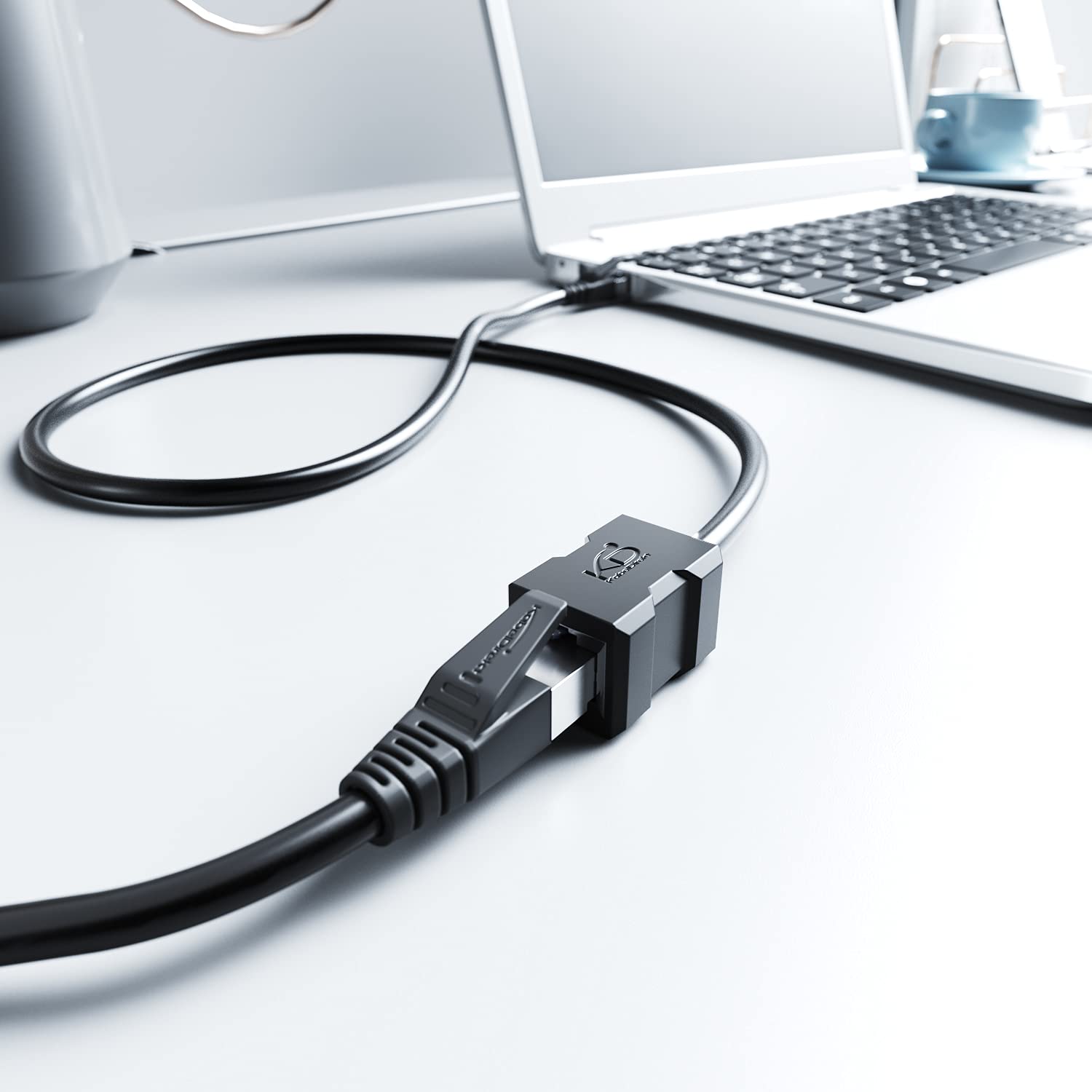 KabelDirekt – Cavo di prolunga LAN ed Ethernet, costruita per resistere agli urti – 0,25 m (10 Gbit/s, Cavo CAT 7 da Maschio a femmina, RJ45, estensione dei cavi di rete alla massima velocità, nero)