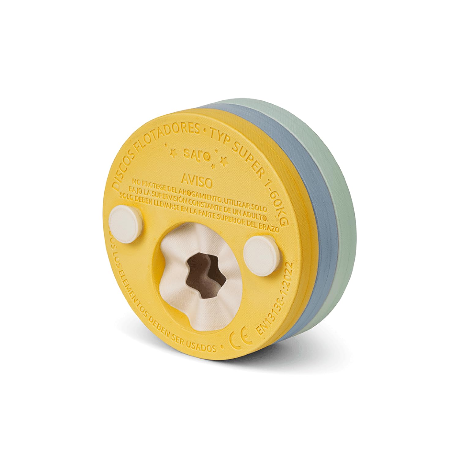 Saro -Manguitos de Aprendizaje Evolutivos -Discos de natación, Amarillo-Verde-Azul o Rosa, hasta 60Kg
