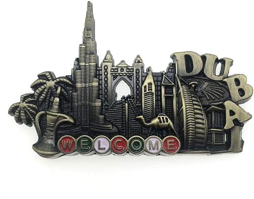 Dubai Emiratos Árabes Unidos imán de nevera 3D Metal hecho a mano Artesanía Turística Viaje Ciudad Recuerdo Colección Refrigerador Peg