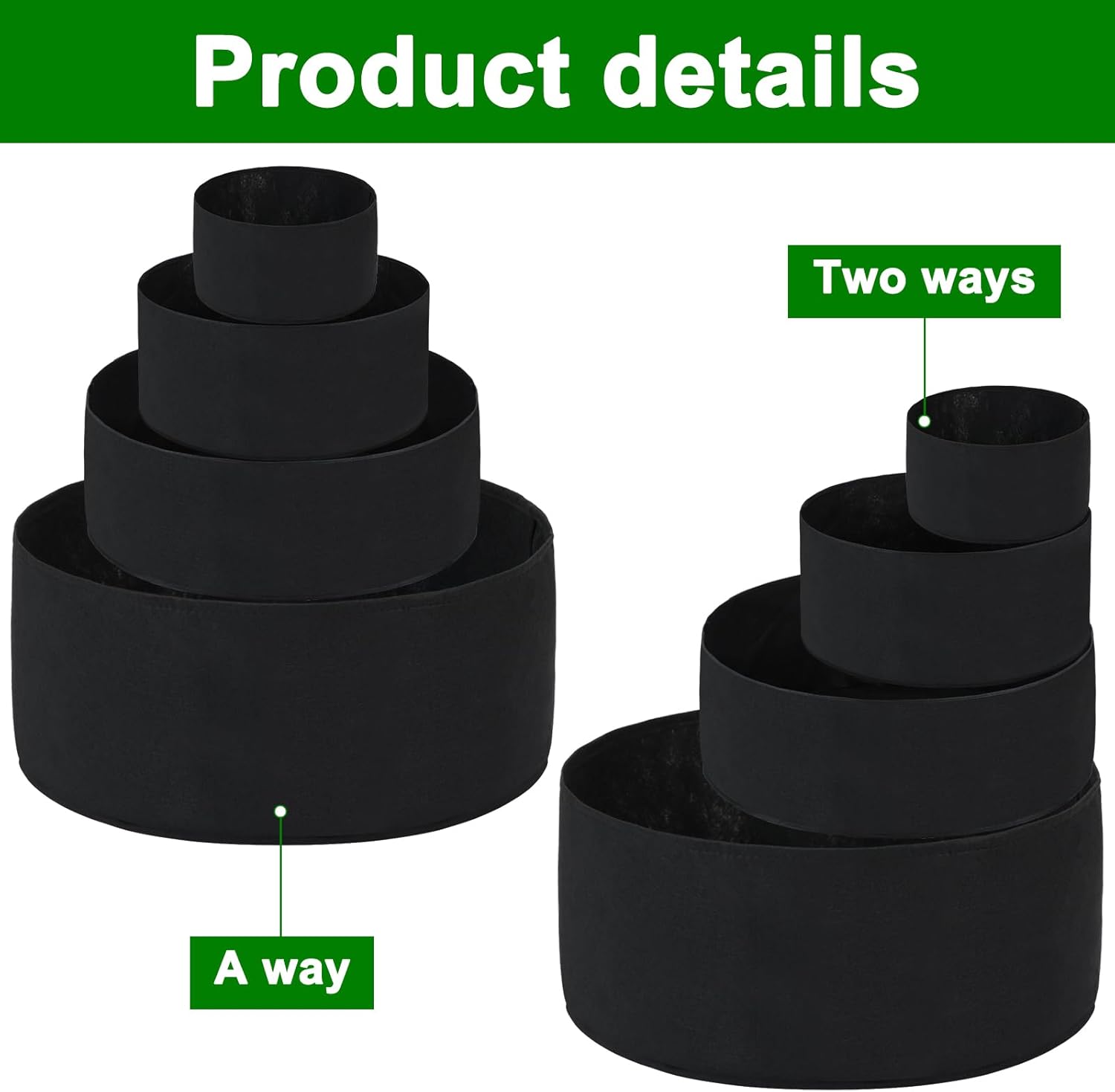 2 PCS 4 Tiered Black Fabric Strawberry Planter 36 28 20 11 inch Strawberry Tower Planter Stackable Planters Strawberry Grow Kit