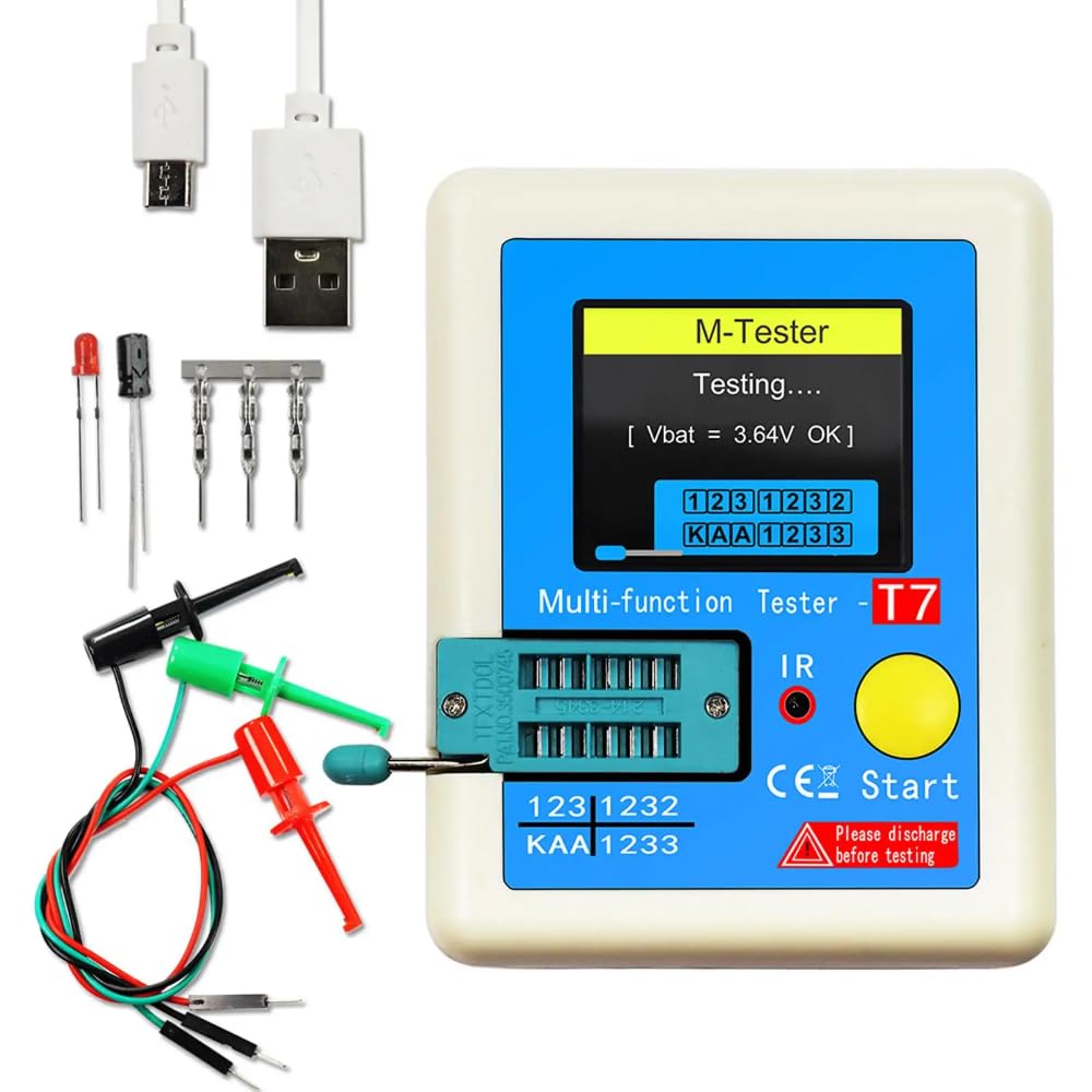 Fasizi Transistor Multifunctional Tester TFT Diode Triode Capacitance Meter LCR T7 ESR Meter NPN PNP MOSFET IR Tester