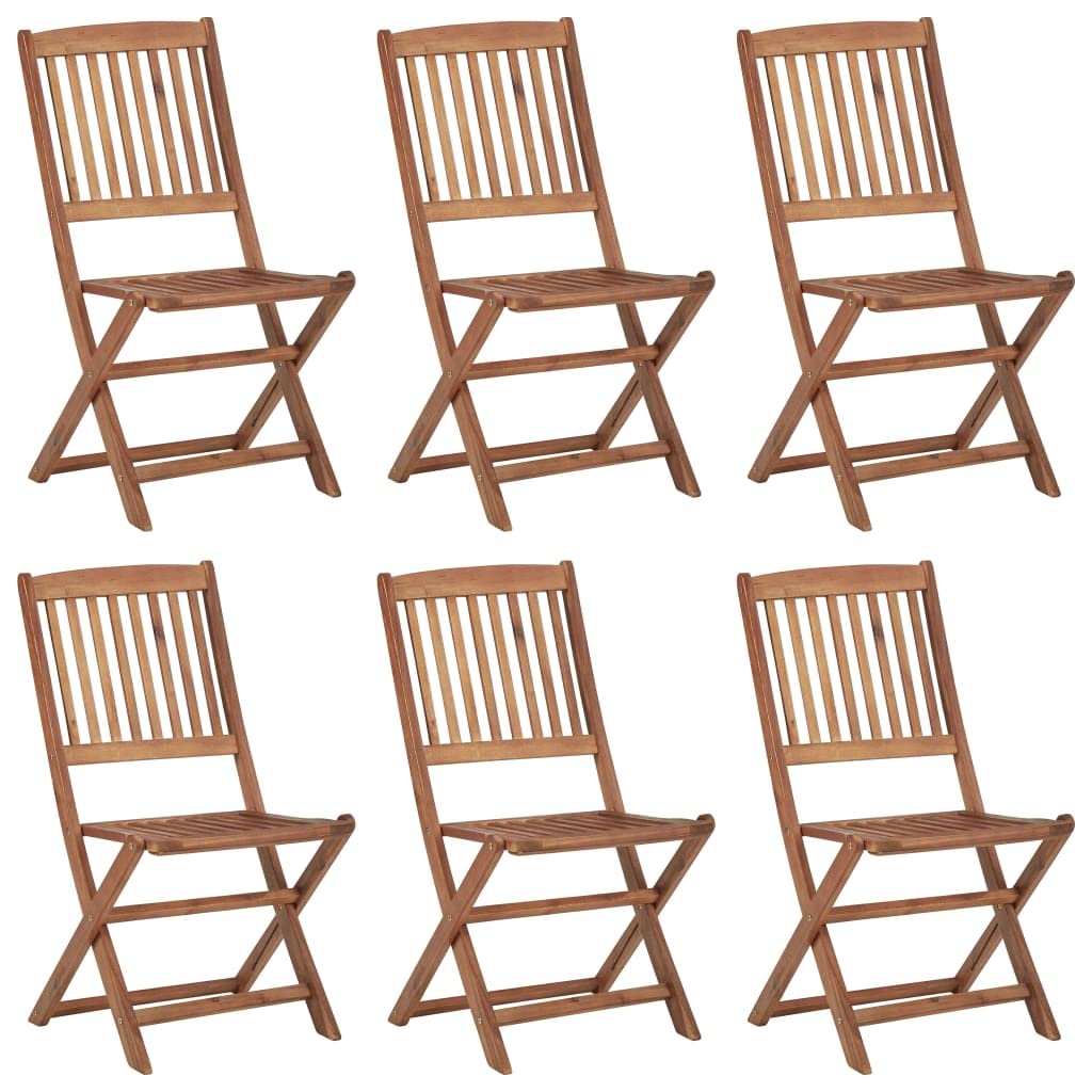 Chaise de jardin pliante en bois d'acacia qui résiste à la pluie et au soleil (Lot de 6)