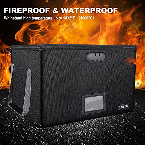 Tamfile File Organizer With Lock, Fireproof Document Box, File Storage Box, Bankers Boxes With Lid, Document Organizer For Hanging Letter/Legal Folder, Collapsible Portable Filing Box For Home Office #TOP1