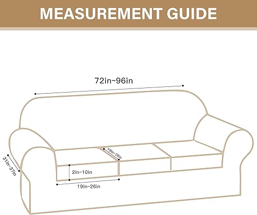 Miniatura 7 de Lamberia Funda estampada para sofá de 3 cojines, funda de sofá de alta elasticidad de 4 piezas con tres fundas de cojín separadas, parte inferior