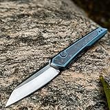 AIVONO Folding Pocket Knife, Aluminum Handle EDC Knife With Reversible Clip for Outdoor