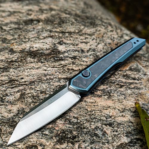 AIVONO Folding Pocket Knife, Aluminum Handle EDC Knife With Reversible Clip for Outdoor