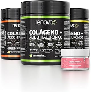 Kit 3 Colágenos Hidrolisado Verisol Ácido Hialurônico Tratamento Anti-idade para Todos os tipos de pele + Creme Facial Retinol Noturno Renova Be