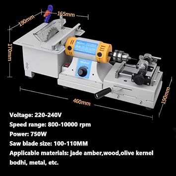 750w Multifunctional Jewelry Diamond Jade Gemstone Cutter Machine Table Saw Stone Cutting Bench Polishing Machine With Jade Processing Tools