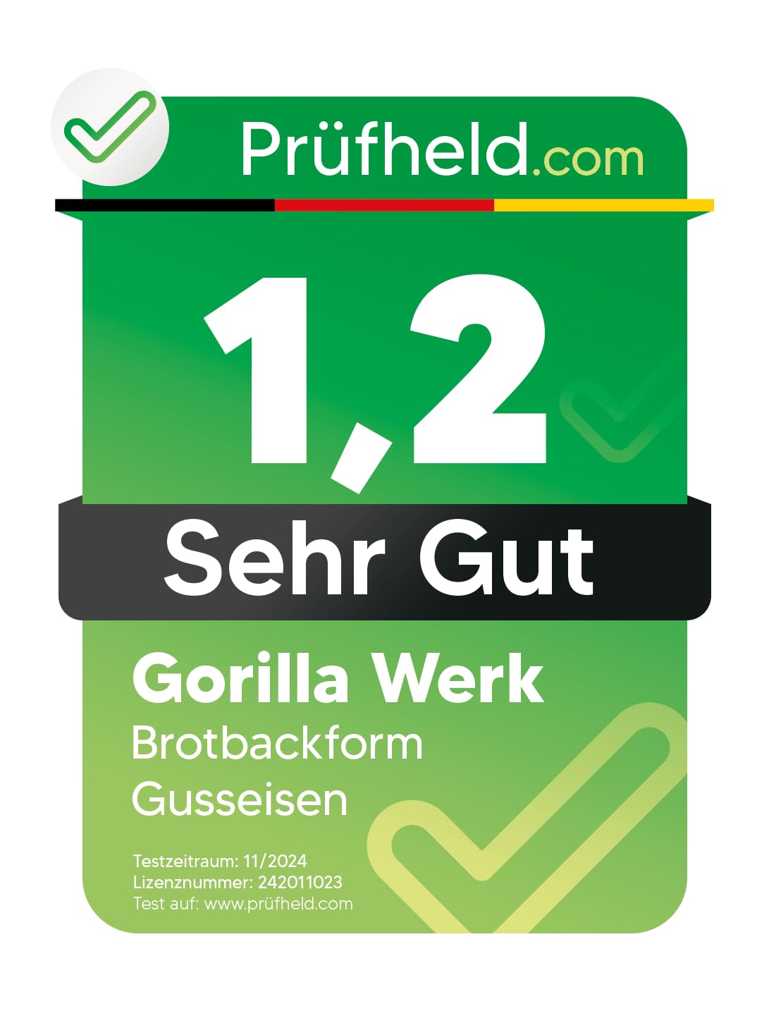 Premium Gusseisen Brotbackform mit Deckel - 3L 35x14x12cm - Voreingebrannt mit Traubenkernöl - Ideal als Kastenform,Toastbrot Backform