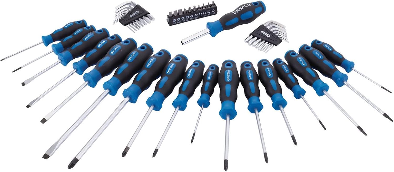 CCA DRAPER Screwdriver, Hex Key & Bit Set - Stand Blue - 44 Piece - 81294A