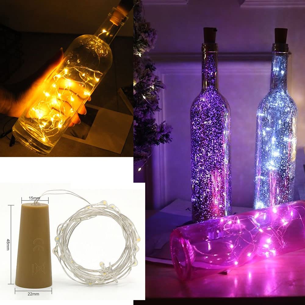 PAWARSO Luci LED Bottiglia, 12 Pezzi Tappi LED a Batteria per Bottiglie, 2m 20 LED,Luci per Bottiglie di Vetro per Creare Atmosfera per Natalizie, Matrimonio, Festa(Bianco Freddo)