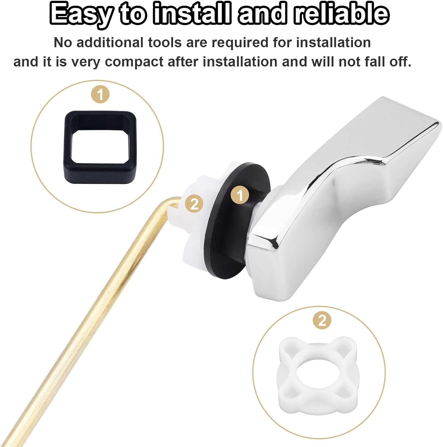 Toilet Handle Replacement Kit, Toilet Flush Lever Handle Replacement Toilet Tank Trip Lever Toilet Tank Flush Lever with H2 Brass Arm Fits for American Standard Mansfield Toilets