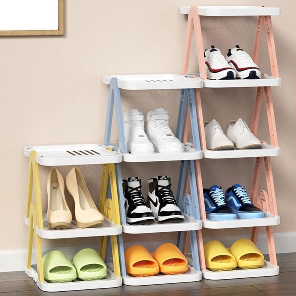 regał na buty, 5-poziomowy Pionowy Stojak Na Buty, Wolnostojący, Wieża Z Możliwością Układania W Stosy(Yellow)