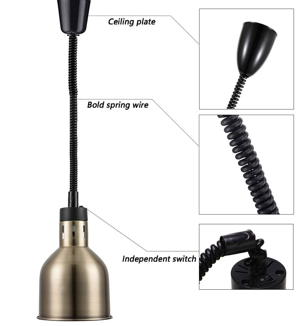 Lampada riscaldante Commerciale per Alimenti, Luce riscaldante per Buffet per Mantenere Caldo lampadario sospeso telescopico Forniture per ristoranti Attrezzature da Cucina, confez