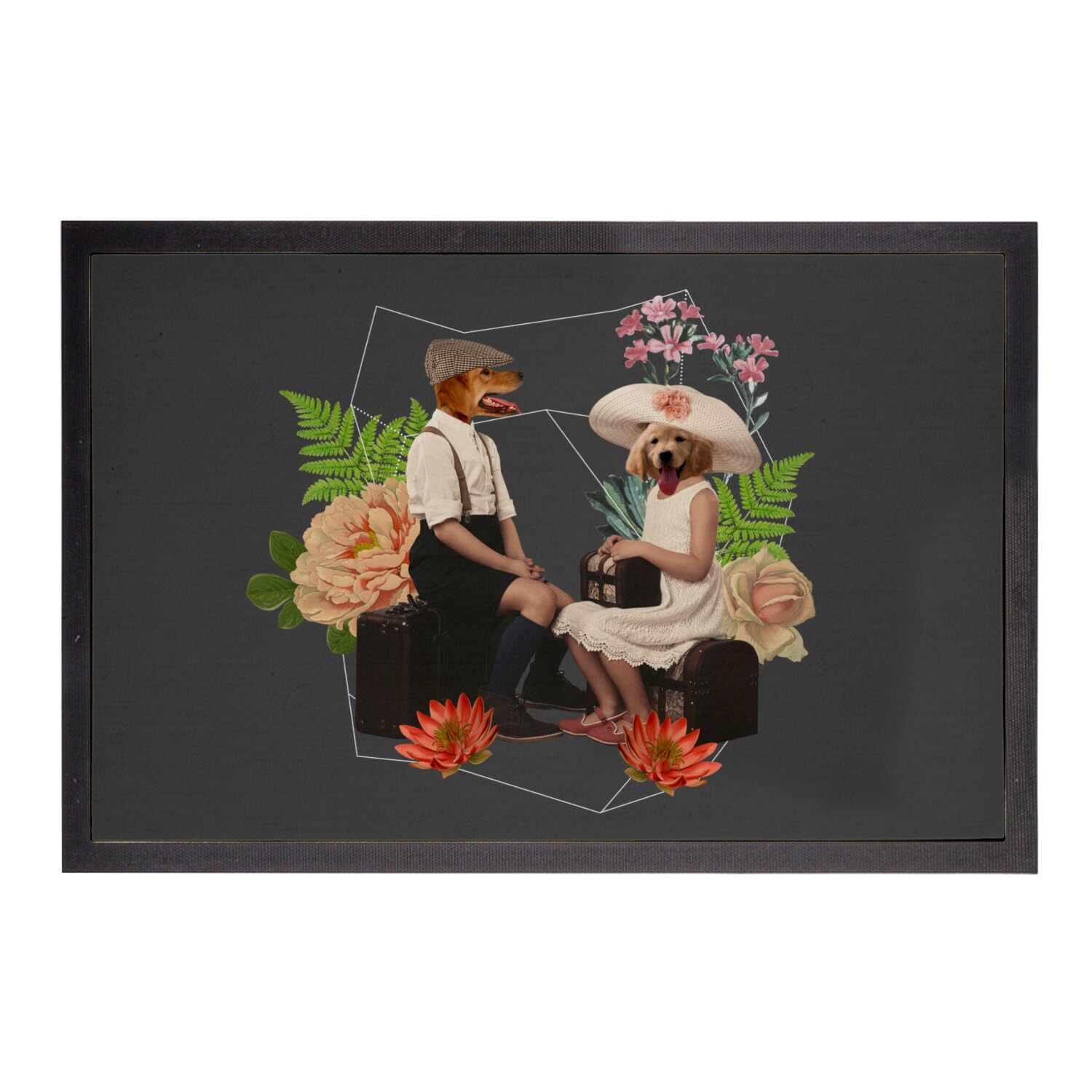 Paillasson noir labrador 1930 tapis d'entrée anti-saleté surréalisme 60x40