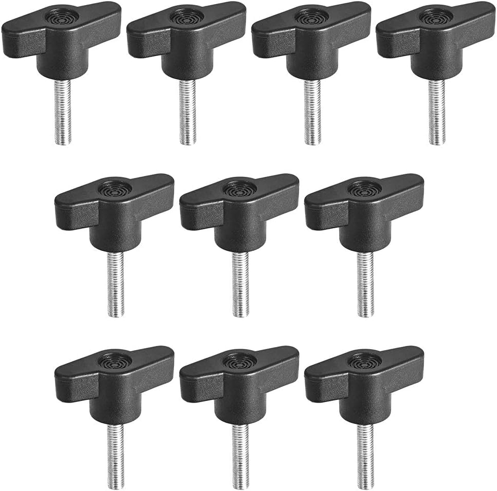 TA-VIGOR Handle Knobs Clamping T-Shape, M5 x 25mm Handle Gripandles Screw Knob for Machine Tools 10Pcs, Black Or White