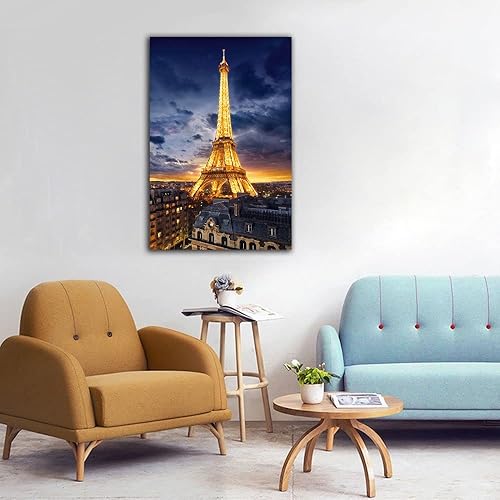 Miniatura 6 de QUNYAAE Póster de paisaje urbano de la Torre Eiffel de París, lienzo decorativo para pared, para sala de estar, dormitorio, 08 x 12 pulgadas (7.9 x