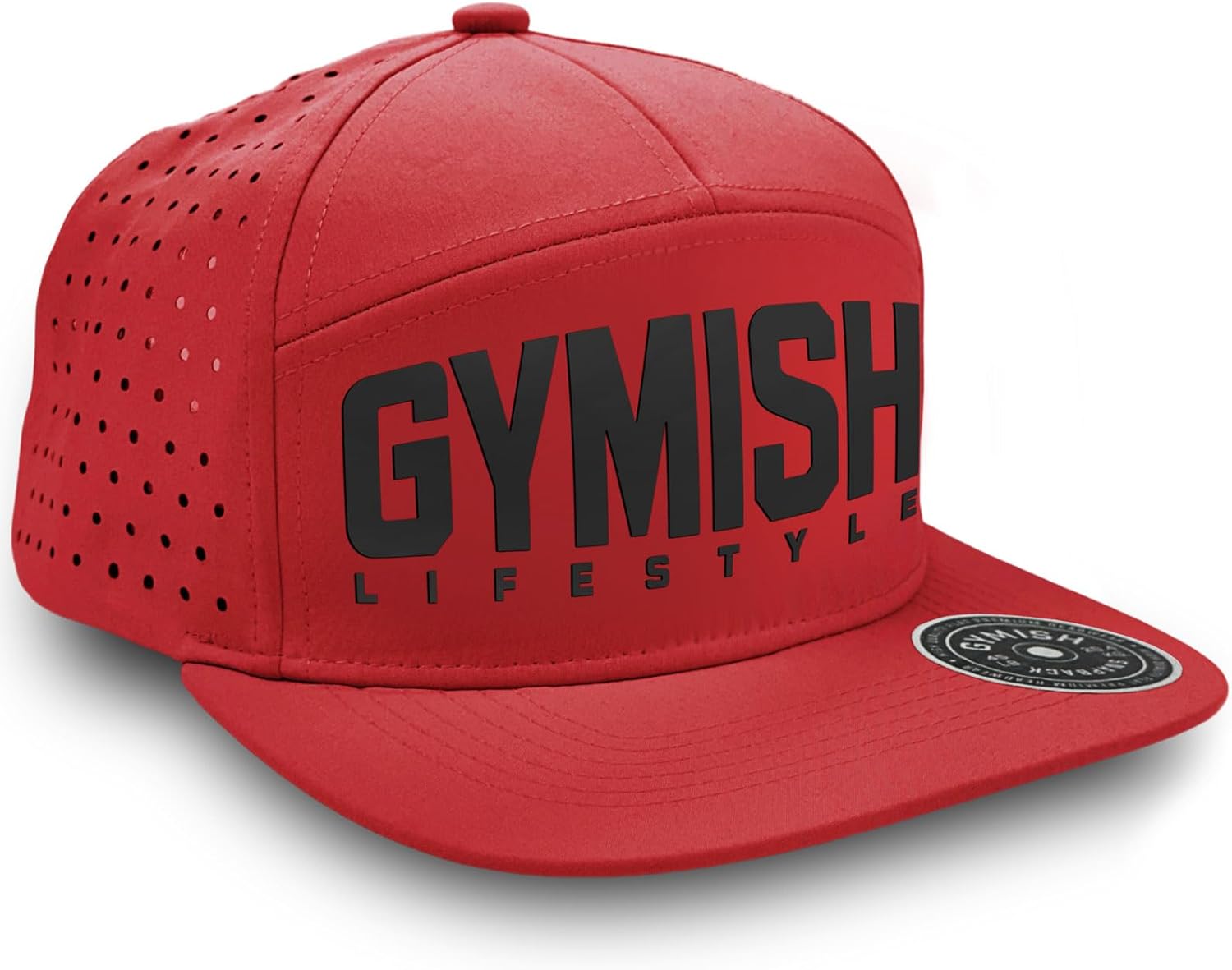 Gymish Lifestyle Workout Hats for Men, 7 Panel Laser Vented Classic Snapback Hat Mens Gifts