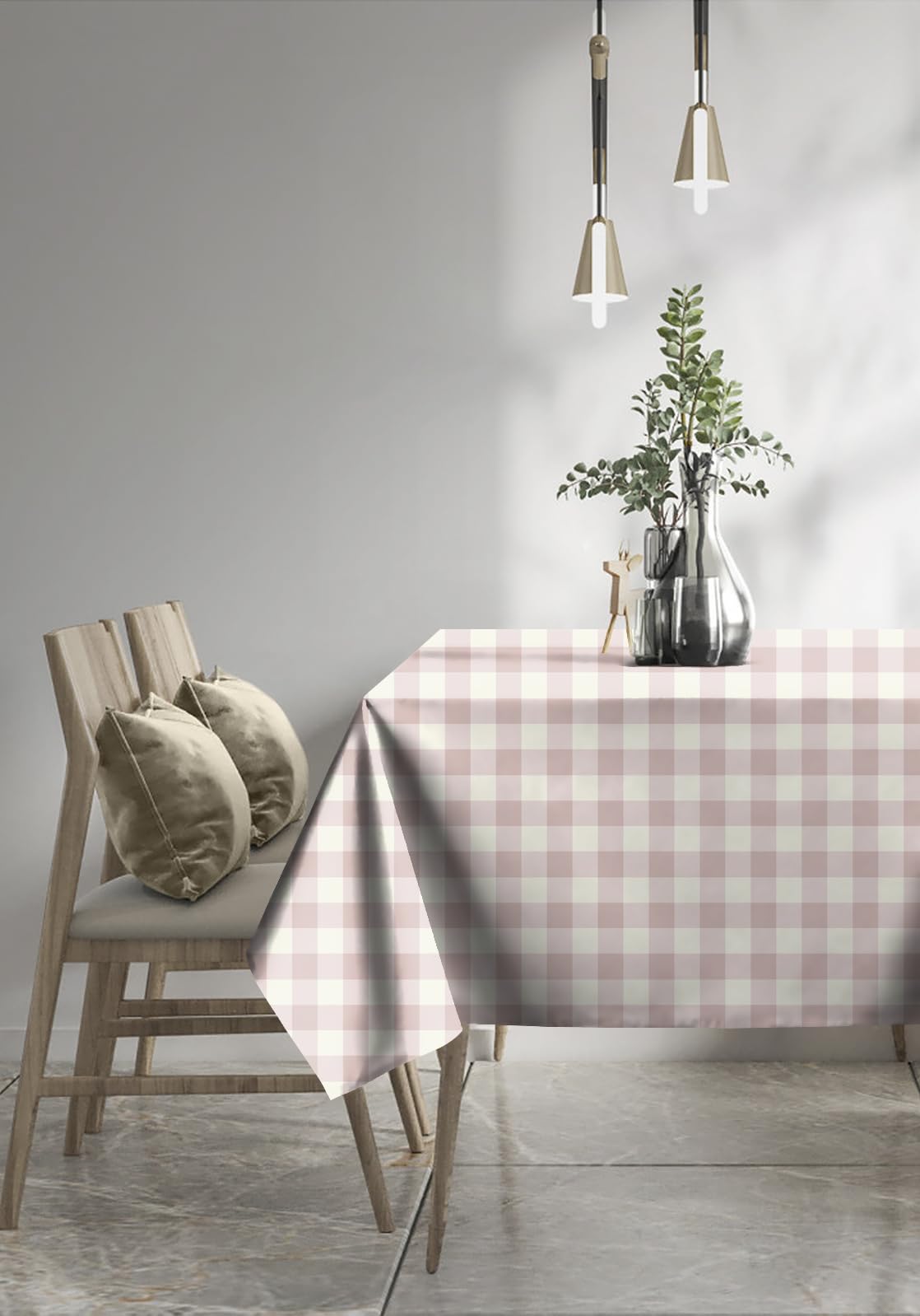 Casableu SG Big Check Cavern Pink Table Cloth | 52x72 Inch-image-7
