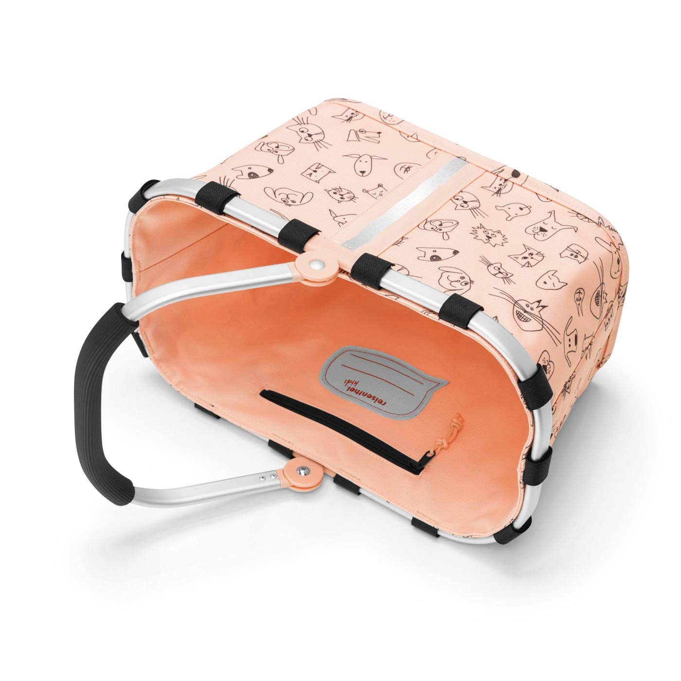 reisenthel carrybag XS kids – Stabiler Einkaufskorb XS im Kids Design mit praktischer Innentasche und reflektierenden Streifen – Namensschild auf der Innenseite - wasserabweisendes Design rose