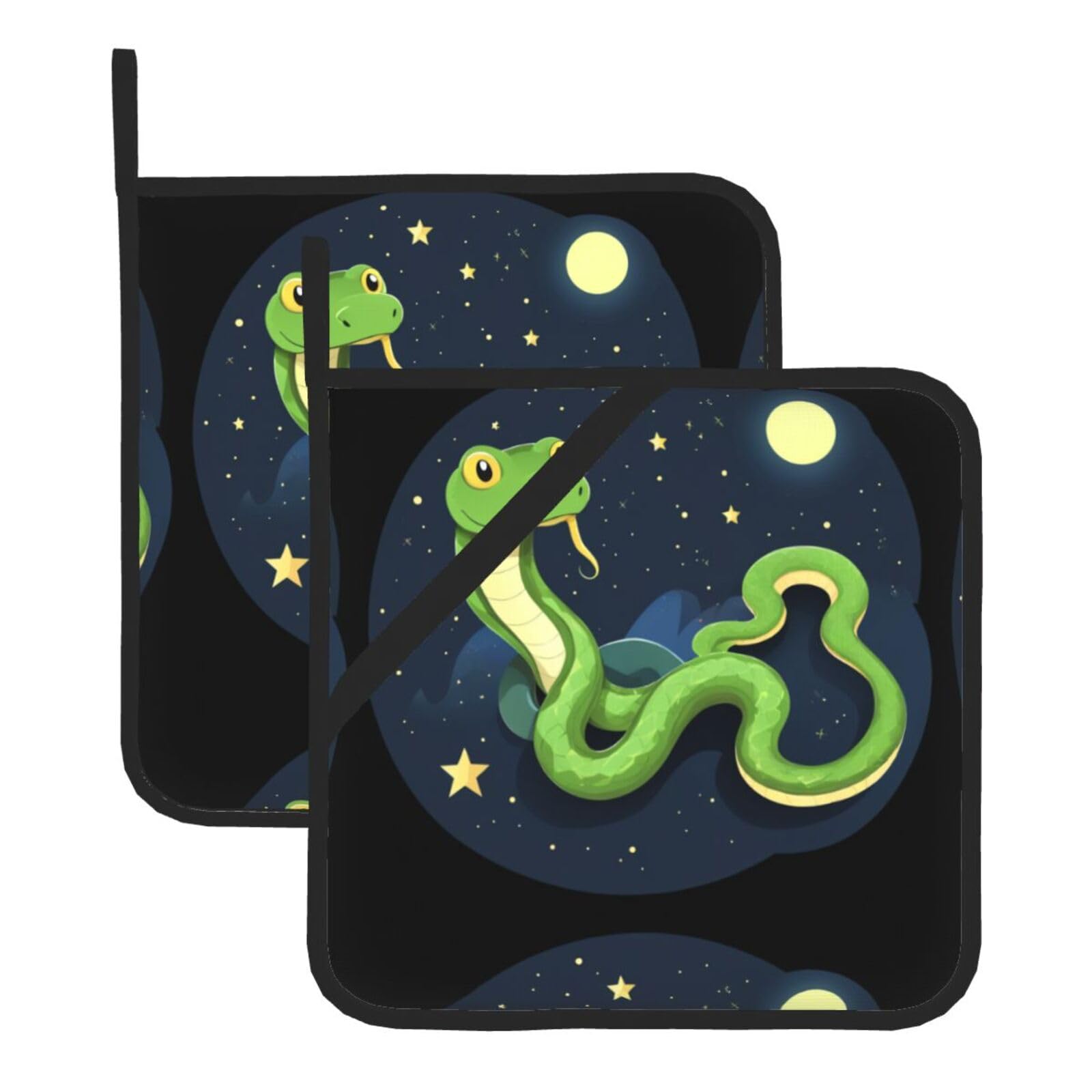 Square Heat-Insulating Pot mat WHJSSF Green Snake in The Starry Sky Pattern Anti-scalding and Heat-Insulating for Kitchen Cleaning and Outdoor Barbecue