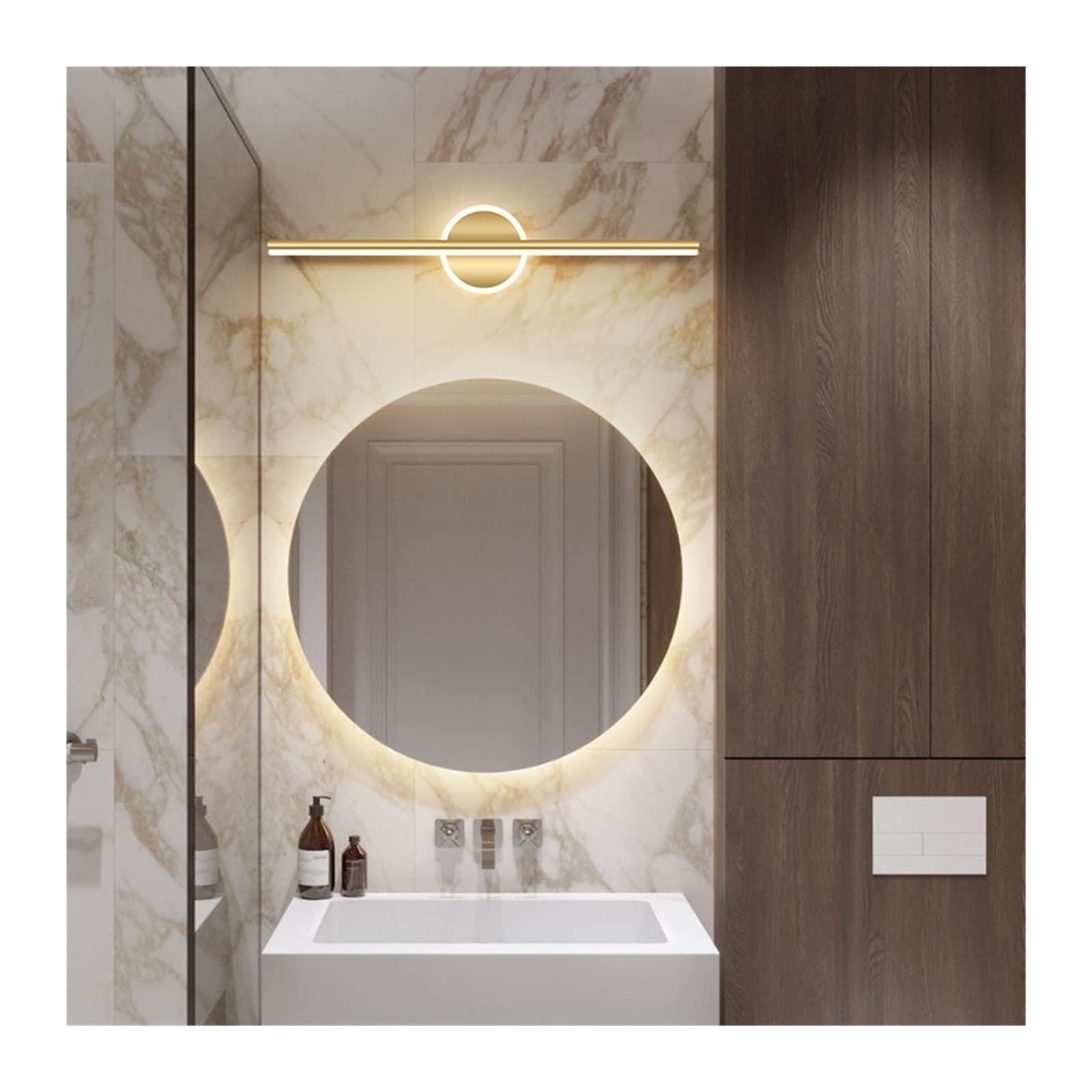 Luce Per Quadri Senza Fili, Lampada frontale Nordic Simple Modern Led Hotel Toilette da bagno Luce da toeletta creativa di lusso Lampada da trucco Illuminarsi Ovunque ( Color : Disc 60CM , Size : Whit