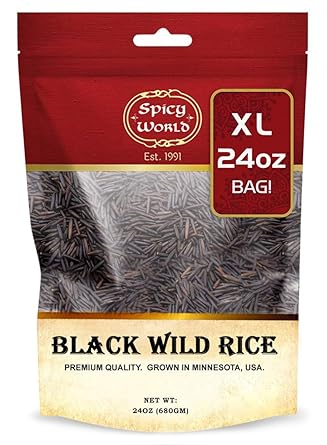 Spicy World Minnesota Grown Black Wild Rice 24oz Bag 1.5LB | Premium Quality | All Natural, Hearty Grain with Rich Flavor | Perfect for Rice Dishes & Recipes