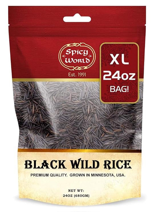 Spicy World Minnesota Grown Black Wild Rice 24oz Bag (1.5LB) | Premium Quality | All Natural, Hearty Grain with Rich Flavor | Perfect for Rice Dishes & Recipes