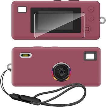 Silicone Case for Kodak CHARMERA Keychain Digital Camera with Screen Protector and Lanyard for Kodak CHARMERA Keychain Accessories -Dark red